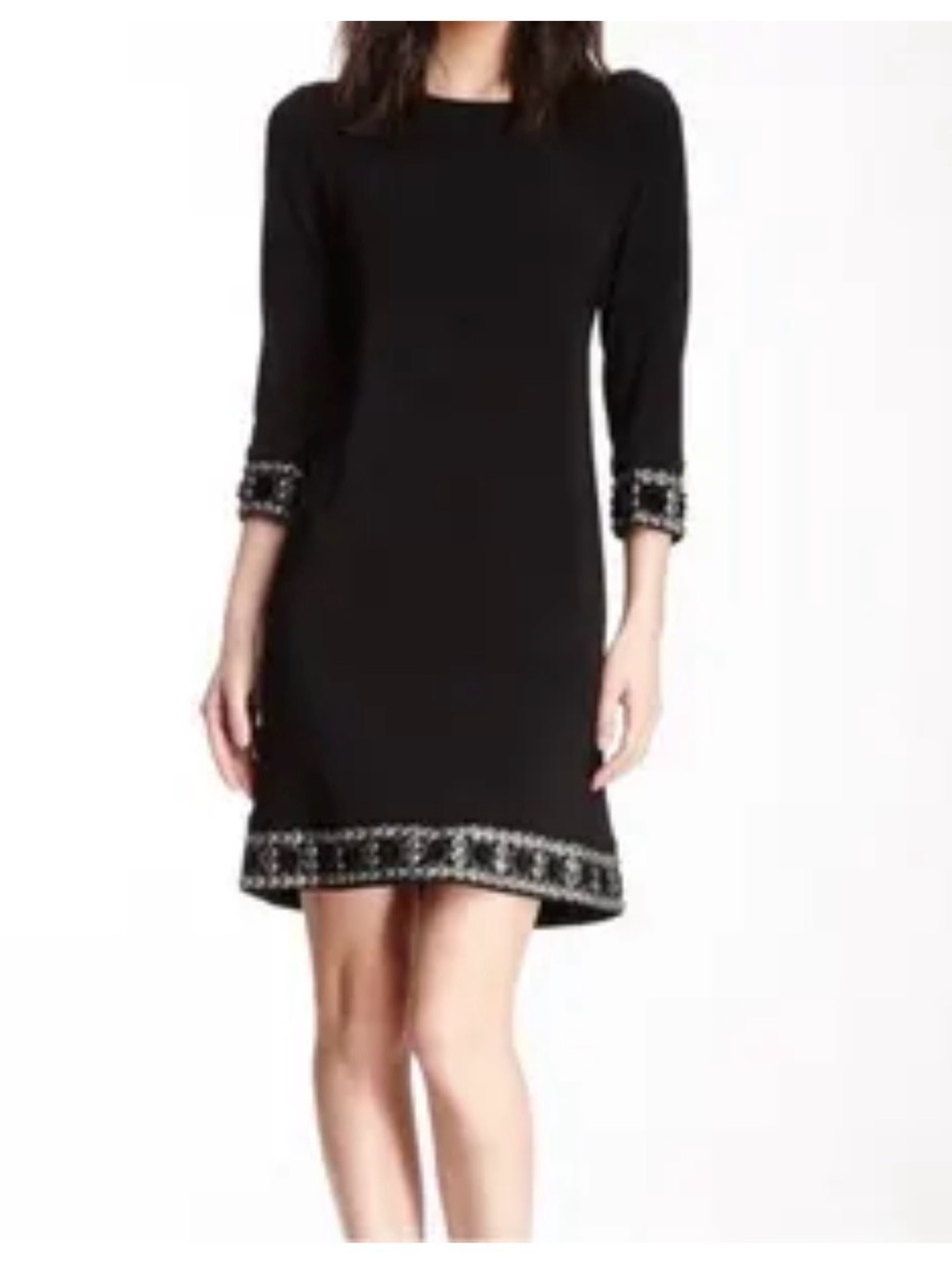 Tiana B. Black Shift Dress with Beaded Trim